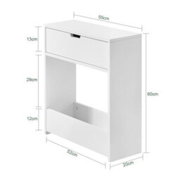 Sobuy Bzr48-W, Bathroom Toilet Paper Roll Holder, Narrow Shelf Storage Cabinet,white,w55Xd20Xh60 - thumbnail 3