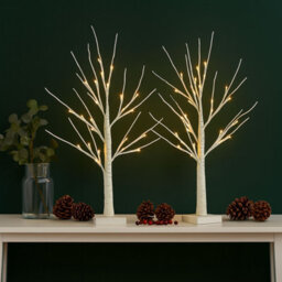 Neo Set Of 2 Led Pre Lit Twig Tree Lights 60Cm Birch Tree Lamp Warm White Lights Battery Operated Decorative Centrepiece Flexible