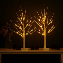 Neo Set Of 2 Led Pre Lit Twig Tree Lights 60Cm Birch Tree Lamp Warm White Lights Battery Operated Decorative Centrepiece Flexible - thumbnail 2