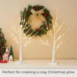 Neo Set Of 2 Led Pre Lit Twig Tree Lights 60Cm Birch Tree Lamp Warm White Lights Battery Operated Decorative Centrepiece Flexible - thumbnail 8