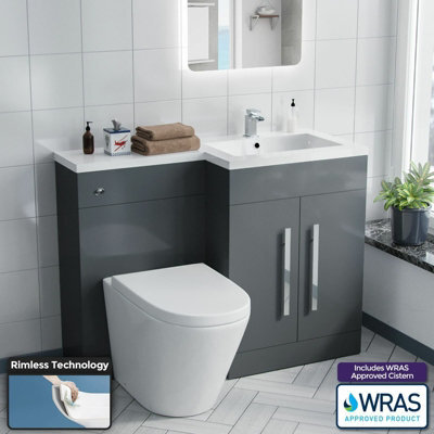Nes Home 1100 mm Right Hand Vanity Unit And Btw Wc Toilet Pan Bathroom Aric - image 1