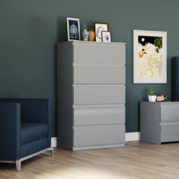 Lassic Vida Designs Glinton 5 Drawer Chest (100% Fsc), Grey - thumbnail 5
