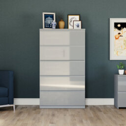 Lassic Vida Designs Glinton 5 Drawer Chest (100% Fsc), Grey - thumbnail 7