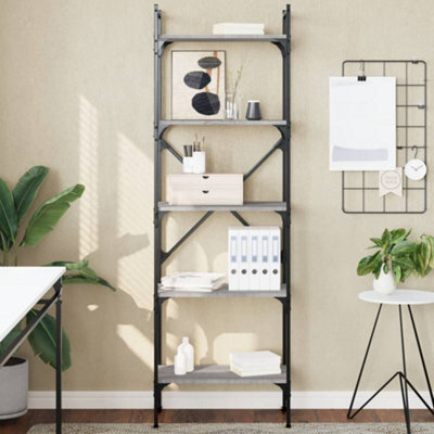 Berkfield Bookcase 5-Tier Grey Sonoma 56X31.5X174 Cm Engineered Wood - image 1