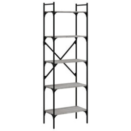 Berkfield Bookcase 5-Tier Grey Sonoma 56X31.5X174 Cm Engineered Wood - thumbnail 2