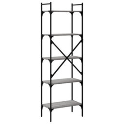 Berkfield Bookcase 5-Tier Grey Sonoma 56X31.5X174 Cm Engineered Wood - thumbnail 6
