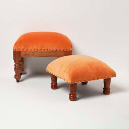Homescapes Mable Burnt Orange Velvet Rectangular Footstool - thumbnail 6
