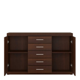 Wyld Haus Sonderborg Wide Dark Mahogany Wood Veneer Sideboard 2 Doors 5 Drawers - thumbnail 3