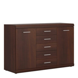 Wyld Haus Sonderborg Wide Dark Mahogany Wood Veneer Sideboard 2 Doors 5 Drawers - thumbnail 2