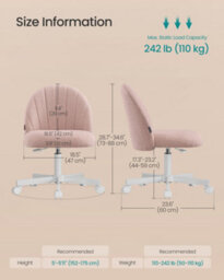 LEDREM Office Chair, Swivel Makeup Vanity Desk Chair, Height Adjustable, Teddy Fleece, Foam Padded, For Home Office, Bedroom - thumbnail 8