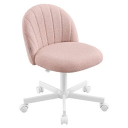 LEDREM Office Chair, Swivel Makeup Vanity Desk Chair, Height Adjustable, Teddy Fleece, Foam Padded, For Home Office, Bedroom - thumbnail 2