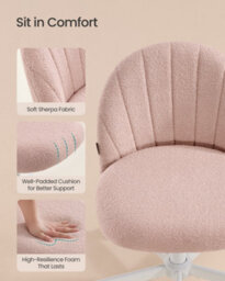 LEDREM Office Chair, Swivel Makeup Vanity Desk Chair, Height Adjustable, Teddy Fleece, Foam Padded, For Home Office, Bedroom - thumbnail 5