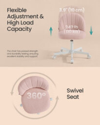 LEDREM Office Chair, Swivel Makeup Vanity Desk Chair, Height Adjustable, Teddy Fleece, Foam Padded, For Home Office, Bedroom - thumbnail 6