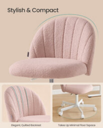 LEDREM Office Chair, Swivel Makeup Vanity Desk Chair, Height Adjustable, Teddy Fleece, Foam Padded, For Home Office, Bedroom - thumbnail 4