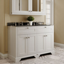 Hudson Reed Floor Standing 4 Door Traditional Vanity Unit With 3 Tap Hole Black Marble Double Basin, Timeless Sand, 1220 X 470 mm - thumbnail 4