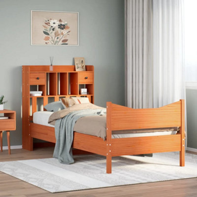 Berkfield Bed Frame Without Mattress Wax Brown 75X190 Cm Small Single Solid Wood Pine - image 1