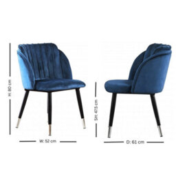 Life Interiors Set Of 2 Green Milano Velvet Dining Chairs With Stylish Ribbed Back Design, Black Metal Legs With Silver Tips - thumbnail 5