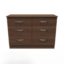 Hampshire 6 Drawer Midi Chest Of Drawers In Noche Walnut (Ready Assembled) - thumbnail 2