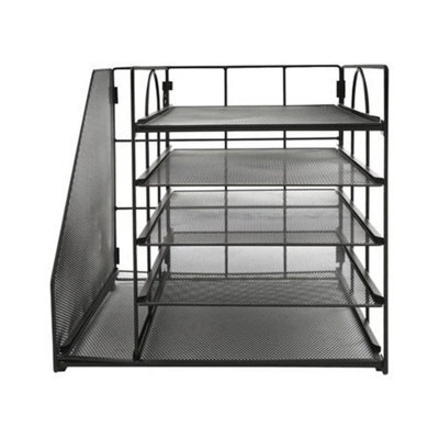Tray Organizer Metal Mesh Tabletop File Sorter File Storage Rack - image 1