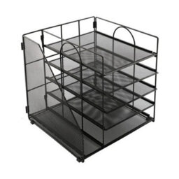 Tray Organizer Metal Mesh Tabletop File Sorter File Storage Rack - thumbnail 3