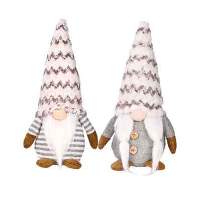 Woodside Home Living Christmas Decorations Grey Gonk Lady & Gent - image 1