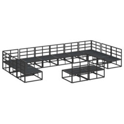 Berkfield Garden Sofa Set With Cushion 12 Pcs Black Aluminium - thumbnail 5