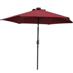 VRUC Garden Parasol Outdoor Patio Umbrella With Solar Led Lights And Crank Tilt 2.5M Wine Red - thumbnail 2