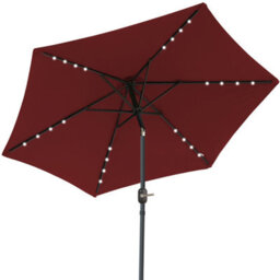 VRUC Garden Parasol Outdoor Patio Umbrella With Solar Led Lights And Crank Tilt 2.5M Wine Red - thumbnail 3