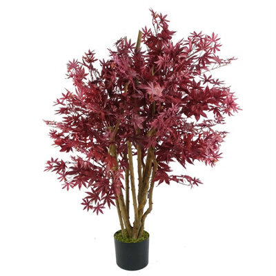 Leaf Artificial Red Maple Tree 120Cm - Realistic Plant By Botanik - image 1