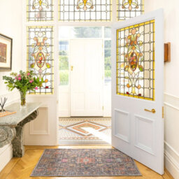 Loomed Floral Design Cotton Chenille Rug Navy Multicolour Machine Washable 80Cm X 150Cm - thumbnail 6