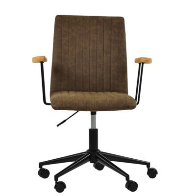Lakeland Furniture Folix Aged Brown Faux Leather Black Base Office Chair - image 1