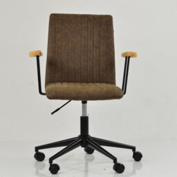 Lakeland Furniture Folix Aged Brown Faux Leather Black Base Office Chair - thumbnail 3
