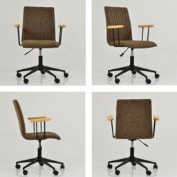 Lakeland Furniture Folix Aged Brown Faux Leather Black Base Office Chair - thumbnail 2