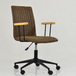 Lakeland Furniture Folix Aged Brown Faux Leather Black Base Office Chair - thumbnail 4