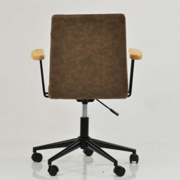 Lakeland Furniture Folix Aged Brown Faux Leather Black Base Office Chair - thumbnail 6