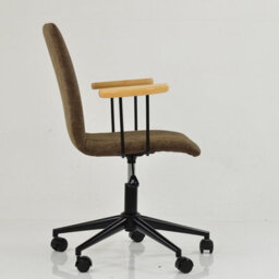 Lakeland Furniture Folix Aged Brown Faux Leather Black Base Office Chair - thumbnail 5
