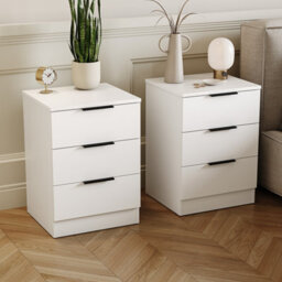Lassic Vida Designs Trega 4 Piece Bedroom Set (3 Drawer Bedside Chest X2, 4 Drawer Chest, 2 Door 2 Drawer Wardrobe) White - thumbnail 4