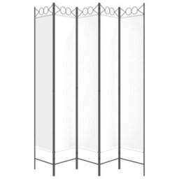 Berkfield 5-Panel Room Divider White 200X220 Cm Fabric - thumbnail 4