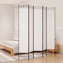 Berkfield 5-Panel Room Divider White 200X220 Cm Fabric - thumbnail 1