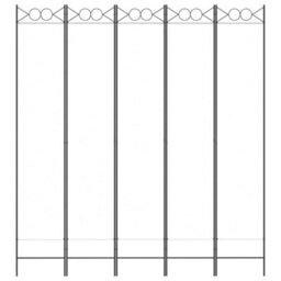 Berkfield 5-Panel Room Divider White 200X220 Cm Fabric - thumbnail 3