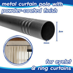 Harbour Housewares Extendable Metal Ball Curtain Poles Kit - 83 To 120Cm - Matt Black - Pack Of 2 - thumbnail 6