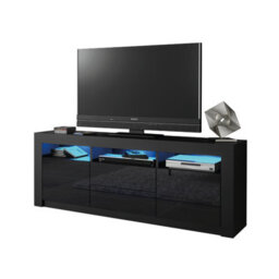 Tv Unit 160Cm Sideboard Cabinet Cupboard Tv Stand Living Room High Gloss Doors - Black - thumbnail 4