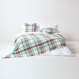 Homescapes Green Tartan 100% Cotton Falun Throw With Tassels, 255 X 360 Cm - thumbnail 3