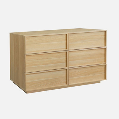 Sweeek - Wood Effect 6-Drawer Natural Storage Chest Of Drawers L 120 X D 43 X H 75Cm - Kuba - image 1