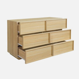 Sweeek - Wood Effect 6-Drawer Natural Storage Chest Of Drawers L 120 X D 43 X H 75Cm - Kuba - thumbnail 3