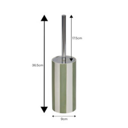 Showerdrape Pier Green & White Striped Toilet Brush & Holder - thumbnail 2