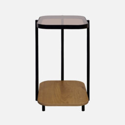 Sweeek - Vintage Black Metal Side Tables With Glass Tops Smooky Natural 48.8X37X60 Cm - thumbnail 3