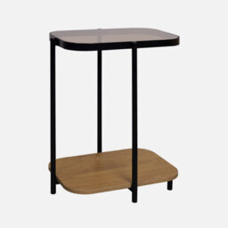 Sweeek - Vintage Black Metal Side Tables With Glass Tops Smooky Natural 48.8X37X60 Cm - thumbnail 2
