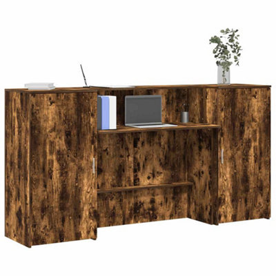Berkfield Reception Desk Smoked Oak 200X50X103.5 Cm Engineered Wood - image 1