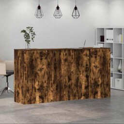 Berkfield Reception Desk Smoked Oak 200X50X103.5 Cm Engineered Wood - thumbnail 4
